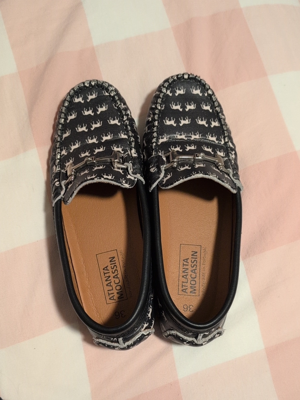 Girls' horse Black Patterned Slip-On Atlanta Moccasins